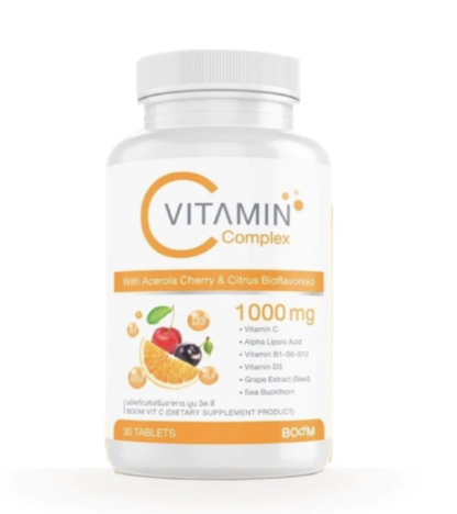 Boom Vit C Dietary Supplement with B6, B12, and D3 Vitamin 50g